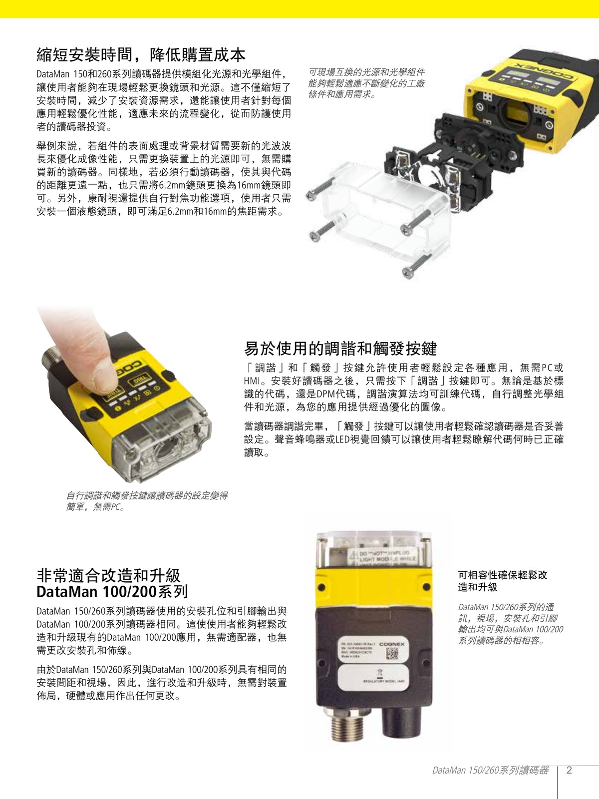 DataMan 150 260 模組化光源光學組件 狹小空間安裝 自行調諧
