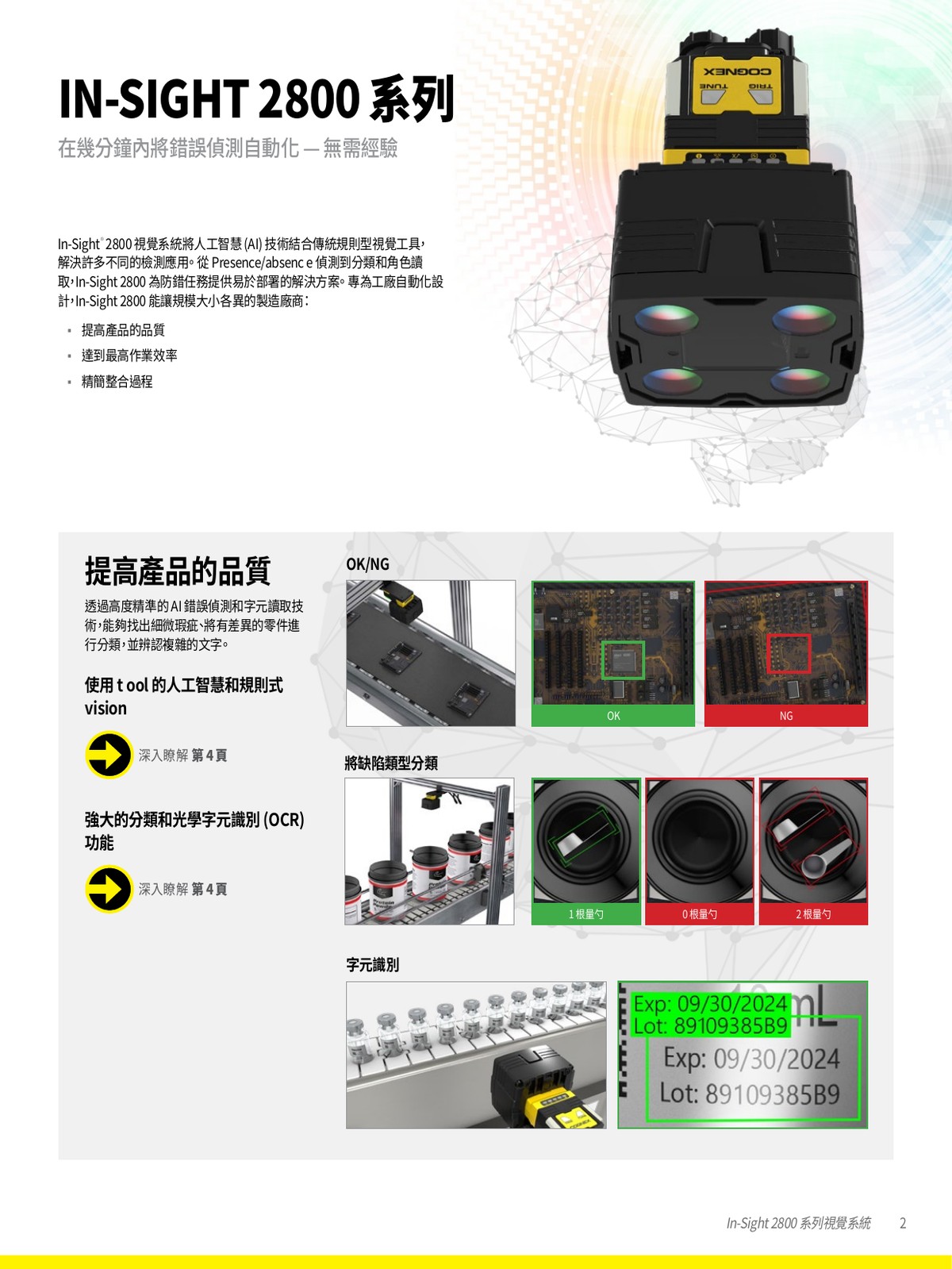 Cognex In-Sight 2800 AI 影像感測器 提高產品品質 威視康 VSK