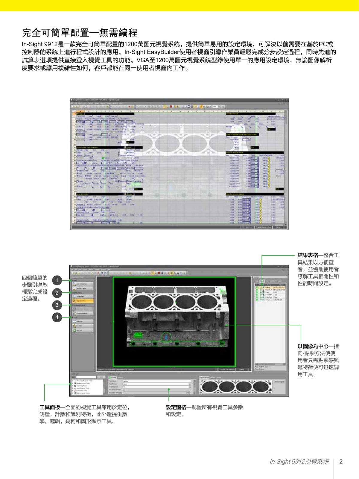 In-Sight 9912 EasyBuilder 試算表介面 免編程 簡單配置