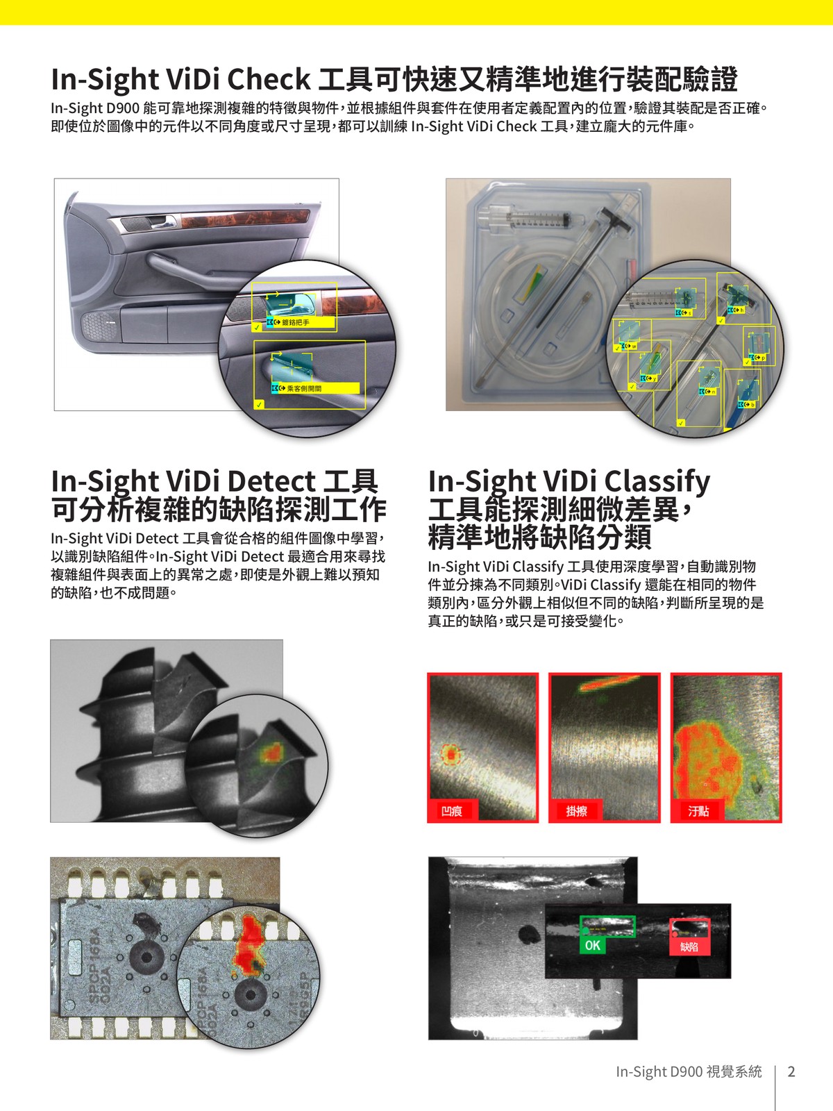 In-Sight D900 試算表介面 ViDi EL Classify 邊緣學習分類 模組化設計